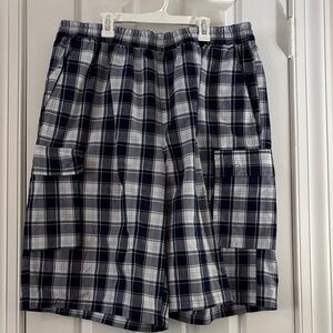 Yago Sportswear Navy Plaid Cargo Shorts